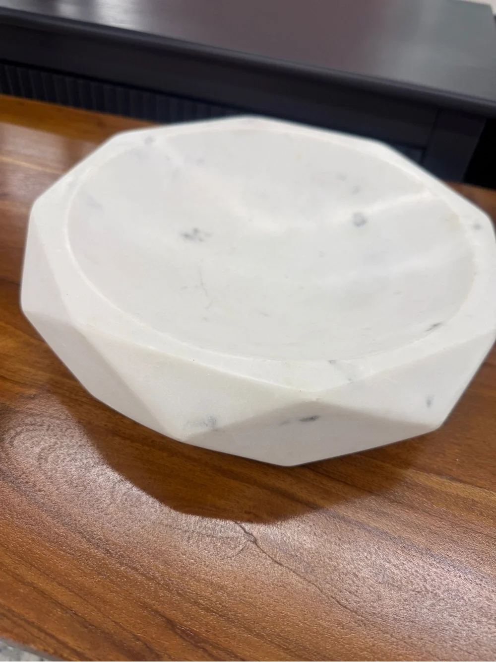 Minimalist White Italian Marble Geometric Decorative shallow Bowl